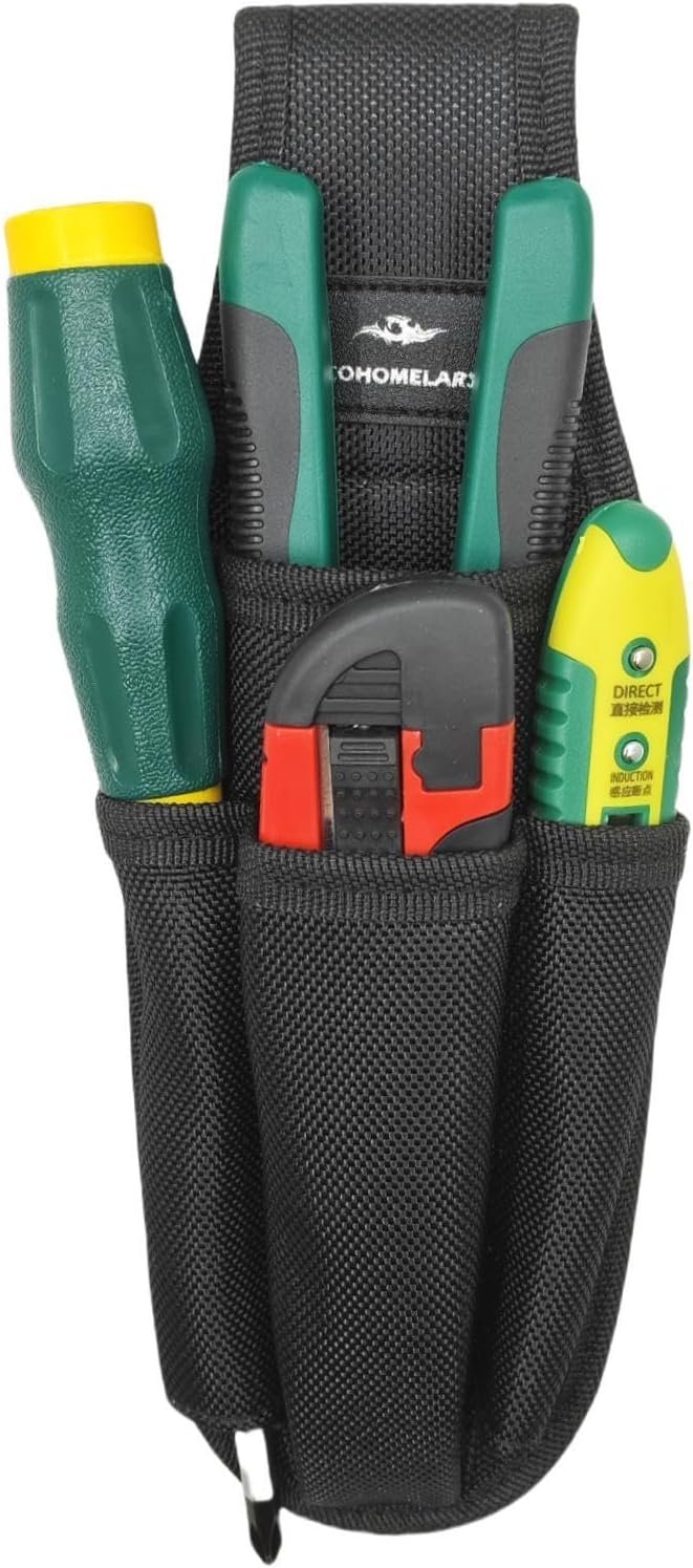 Custom Logo Small Tool Pouches with Belt Clip Private Label Electrician Tool Organizer Holster with 4 Pockets Manufacturer