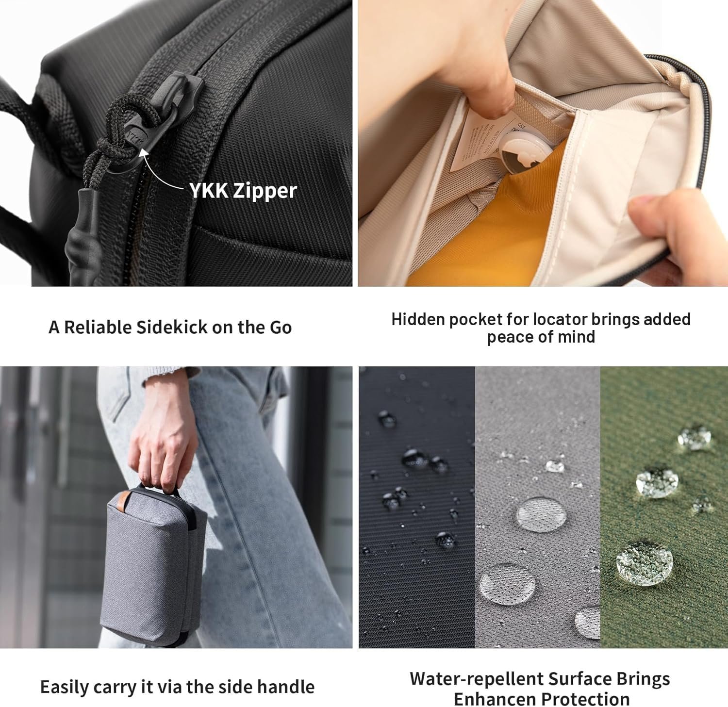 Private Label Waterproof Travel Tech Organizer Pouch with Custom Logo, Manufacturer Electronics Accessories Carrying Case for Cables Cords Batteries Chargers SD Cards Black