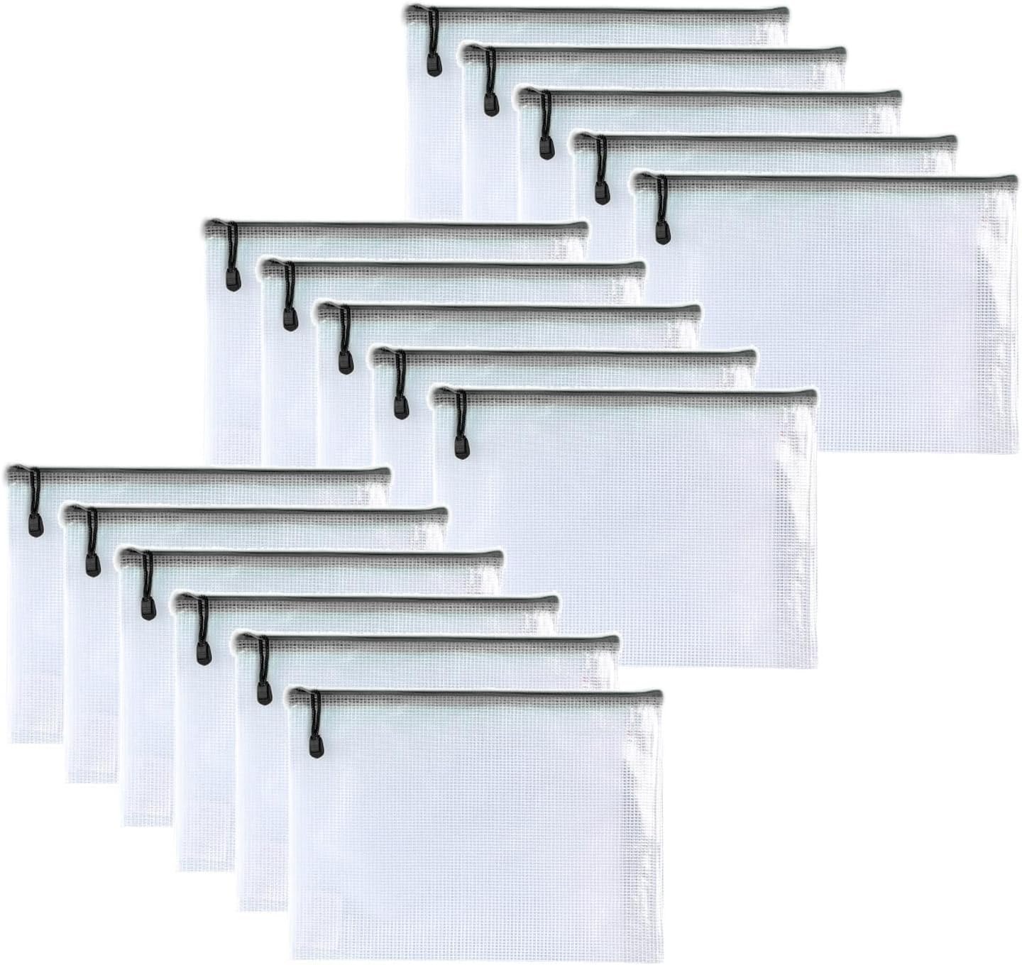 Oaimyy-16PCS-Mesh Zipper Pouch, Plastic Zip File Folders Puzzle Bags for Organizing,Office Supplies,Travel,Home Storage-Black (Black, 4"x 6")