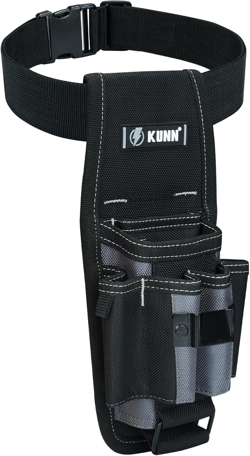 Custom Logo Small Electrician Tool Pouch with Belt Clip - 7 Pocket Heavy Duty Private Label Tool Belt Organizer 1680D Ballistic Nylon Adjustable Holster for Technicians HVAC Plumbers DIY Manufacturer