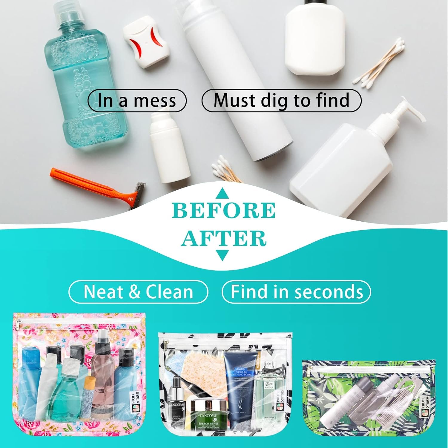 Private Label TSA Approved Quart Size Clear Toiletry Bags Set of 3 Zipper Travel Pouches Waterproof Makeup Cosmetic Carry-On for Toiletries with Custom Logo Dinosaur Design Manufacturer