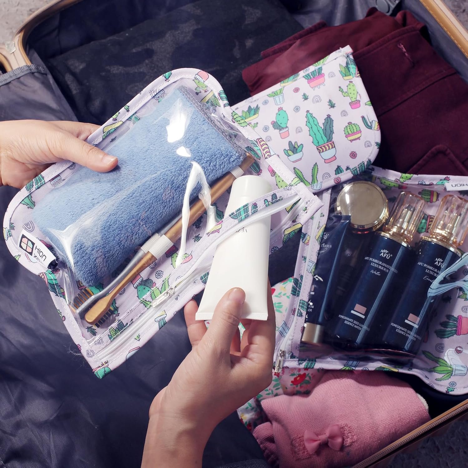 Private Label TSA Approved Quart Size Clear Toiletry Bags Set of 3 Zipper Travel Pouches Waterproof Makeup Cosmetic Carry-On for Toiletries with Custom Logo Dinosaur Design Manufacturer