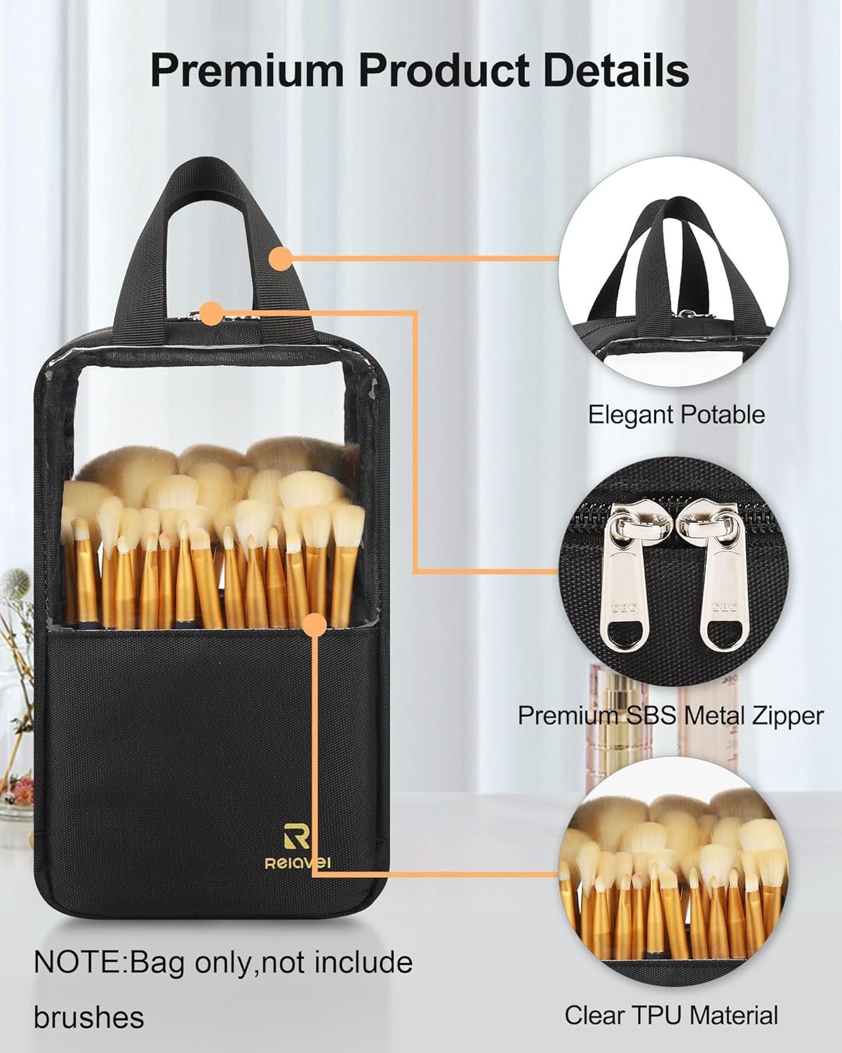 Custom Logo Makeup Brush Bag Travel Case Portable Large Holder Marker Organizer Pro Artist Clear Dust-Proof Cosmetic Bag Private Label Manufacturer