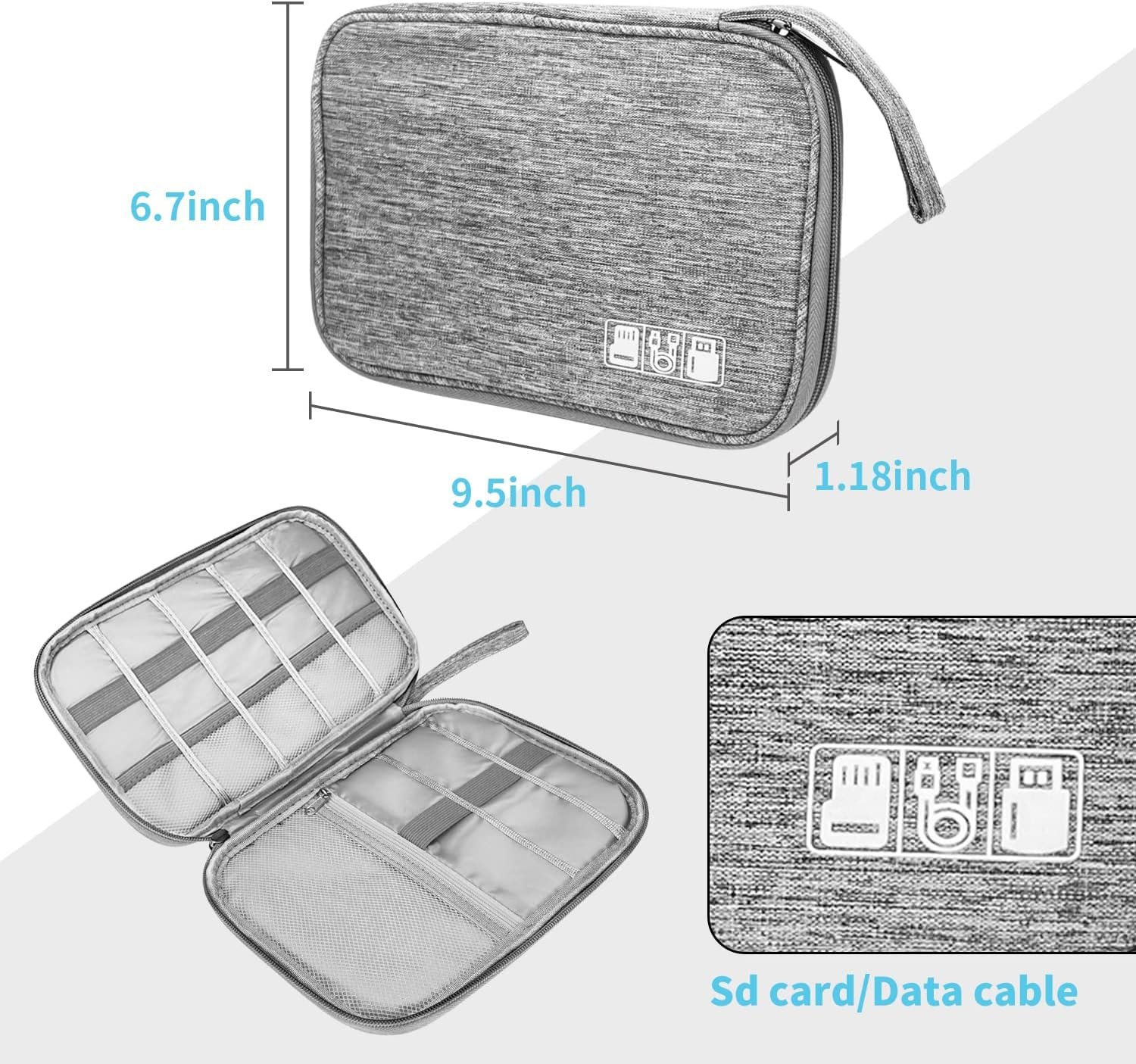 Private Label Electronics Organizer Travel Case, Custom Logo Electronic Accessories Storage Bag, Manufacturer Portable Waterproof Cable Organizer Bag for Small Charging Cord Storage Cables SD Card (Grey)
