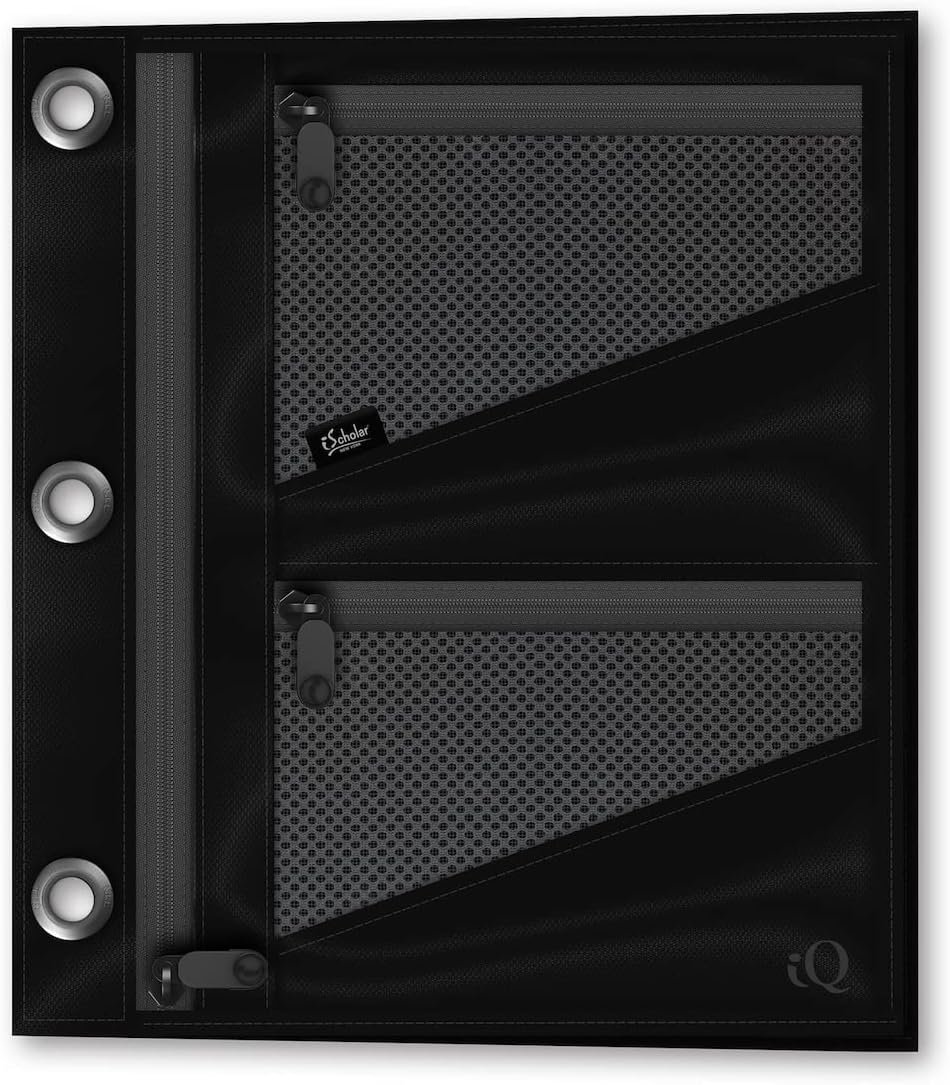 Custom Logo Private Label Jumbo Expandable Pencil Pouch 3 Pockets Color Will Vary from Manufacturer (55035)