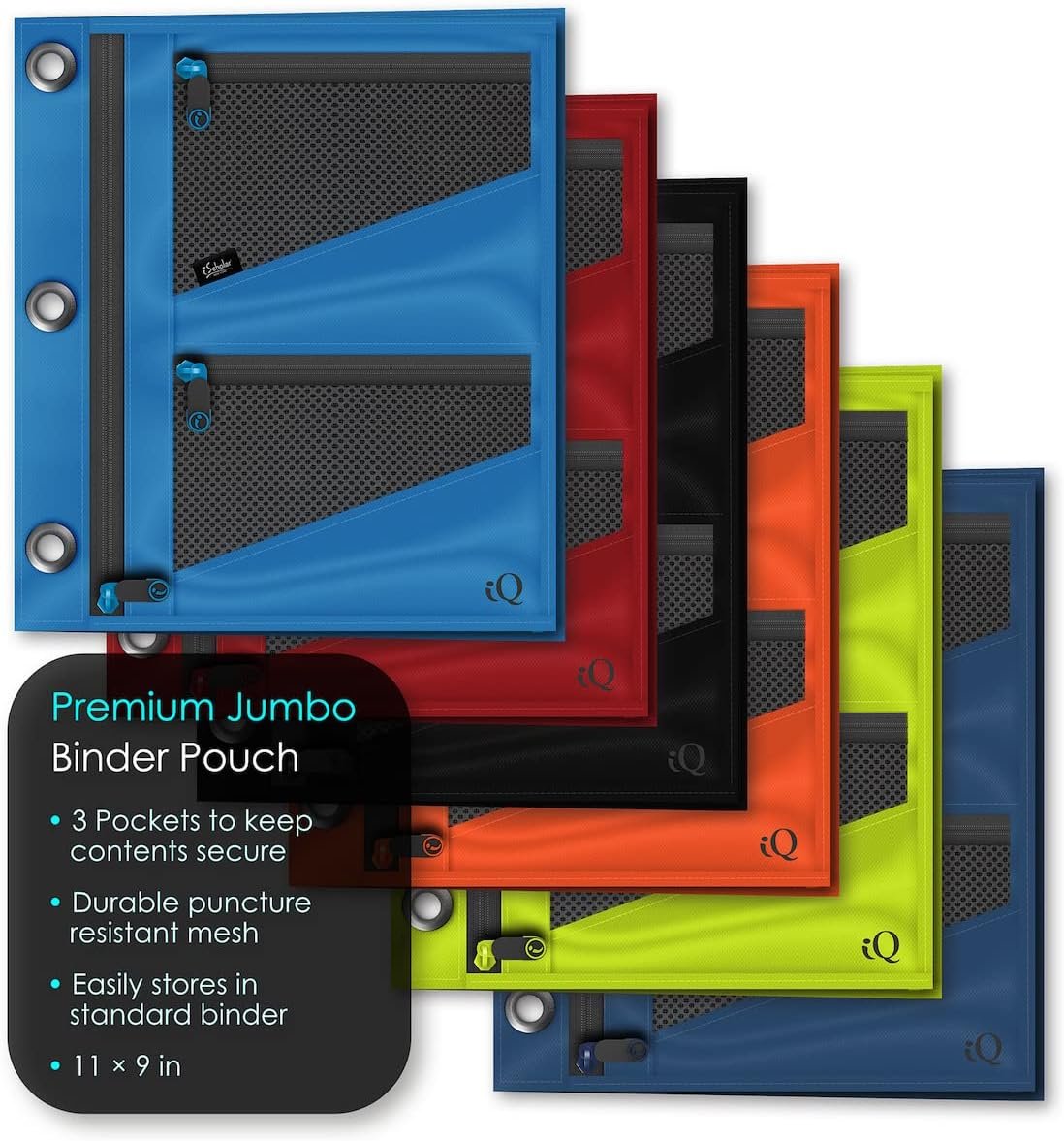 Custom Logo Private Label Jumbo Expandable Pencil Pouch 3 Pockets Color Will Vary from Manufacturer (55035)