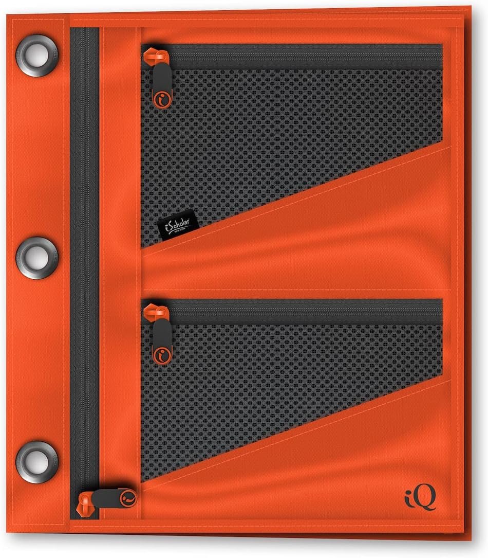 Custom Logo Private Label Jumbo Expandable Pencil Pouch 3 Pockets Color Will Vary from Manufacturer (55035)