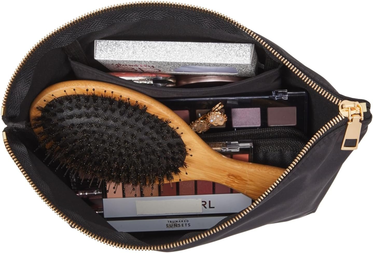 Private Label 3 Piece Black Makeup Bag Set for Women Custom Logo Nylon Zipper Cosmetic Pouch Organizers for Travel Toiletries Manufacturer (3 Sizes)