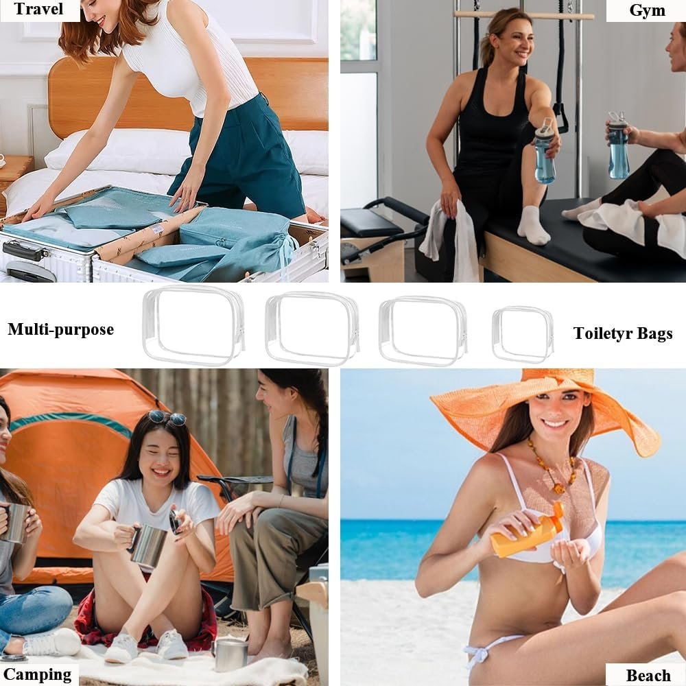 Private Label 4 Pack Clear TSA Approved Makeup Toiletry Bags Custom Logo Travel Cosmetic Car Organizers Factory Carry On Airport Airline Compliant