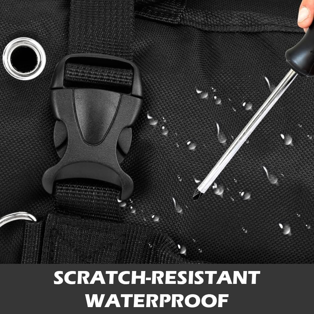 Private Label Heavy-Duty Waterproof Roll-Up Tool Bag with 4 Compartments & 2 Detachable Pouches, Custom Logo Compact Tool Organizer for Mechanics Handymen Electricians RV & Motorcycle Storage (Black, Large) Manufacturer