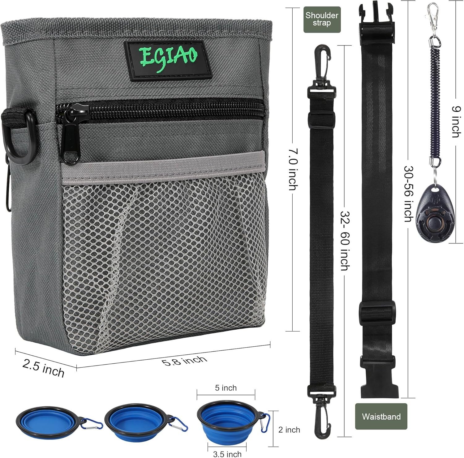 Private Label Dog Treat Pouch 2.0 Strong Magnetic Closure Poop Bag Dispenser Manufacturer Collapsible Dog Bowl Training Clicker Poop Bags Custom Logo