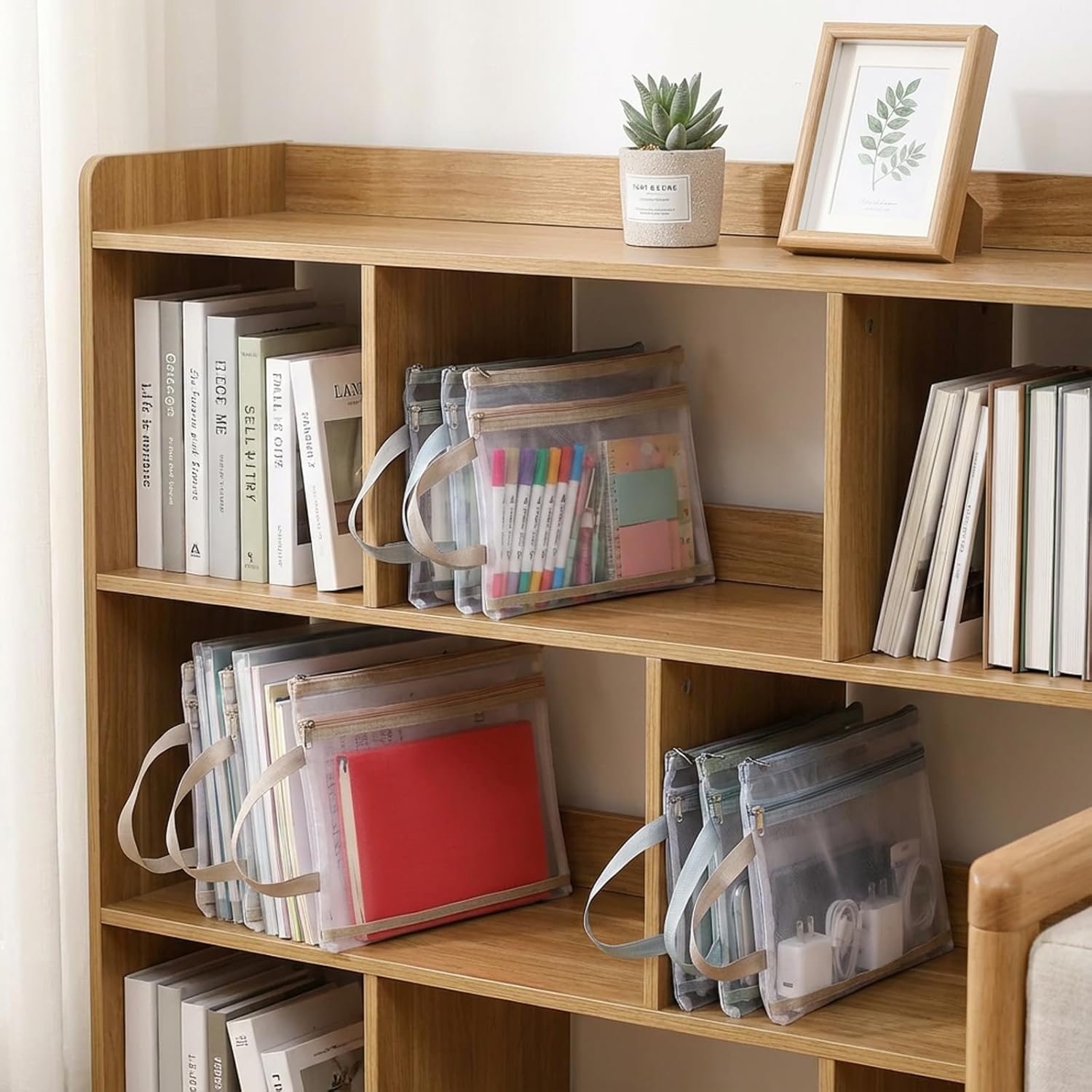 Private Label 4 PCS Colored Double-Layer Mesh Zipper Pouch Bags Large Mesh Storage with Custom Logo Handle for School Office Puzzles Board Games Organization Manufacturer