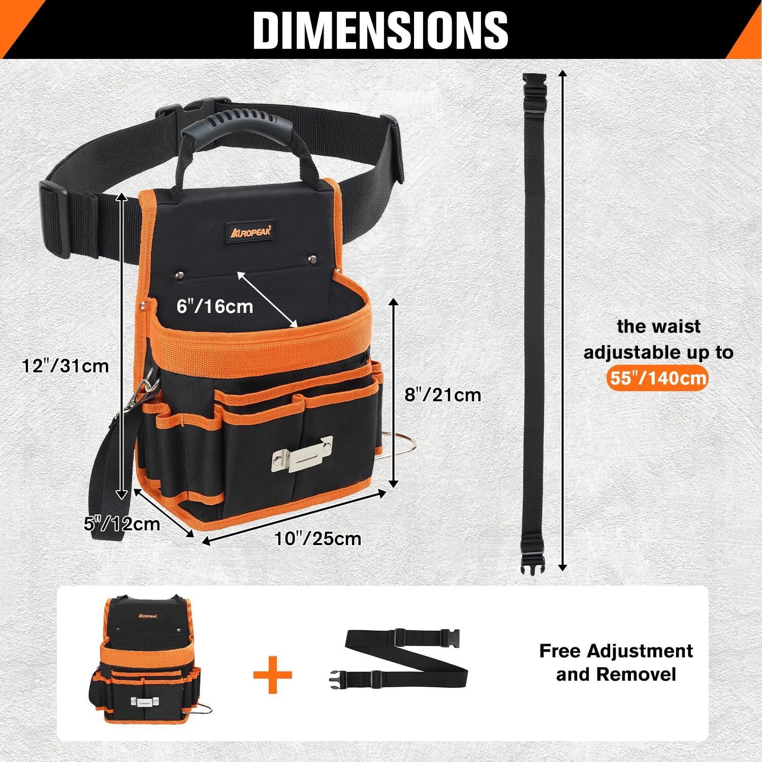 Private Label 22-Pocket Electrician Tool Belt Pouch with Hammer Loops Tape Clip and Custom Logo Detachable Adjustable Single-Side Belt from Manufacturer for HVAC Craftsmen Contractors Electricians Carpenters