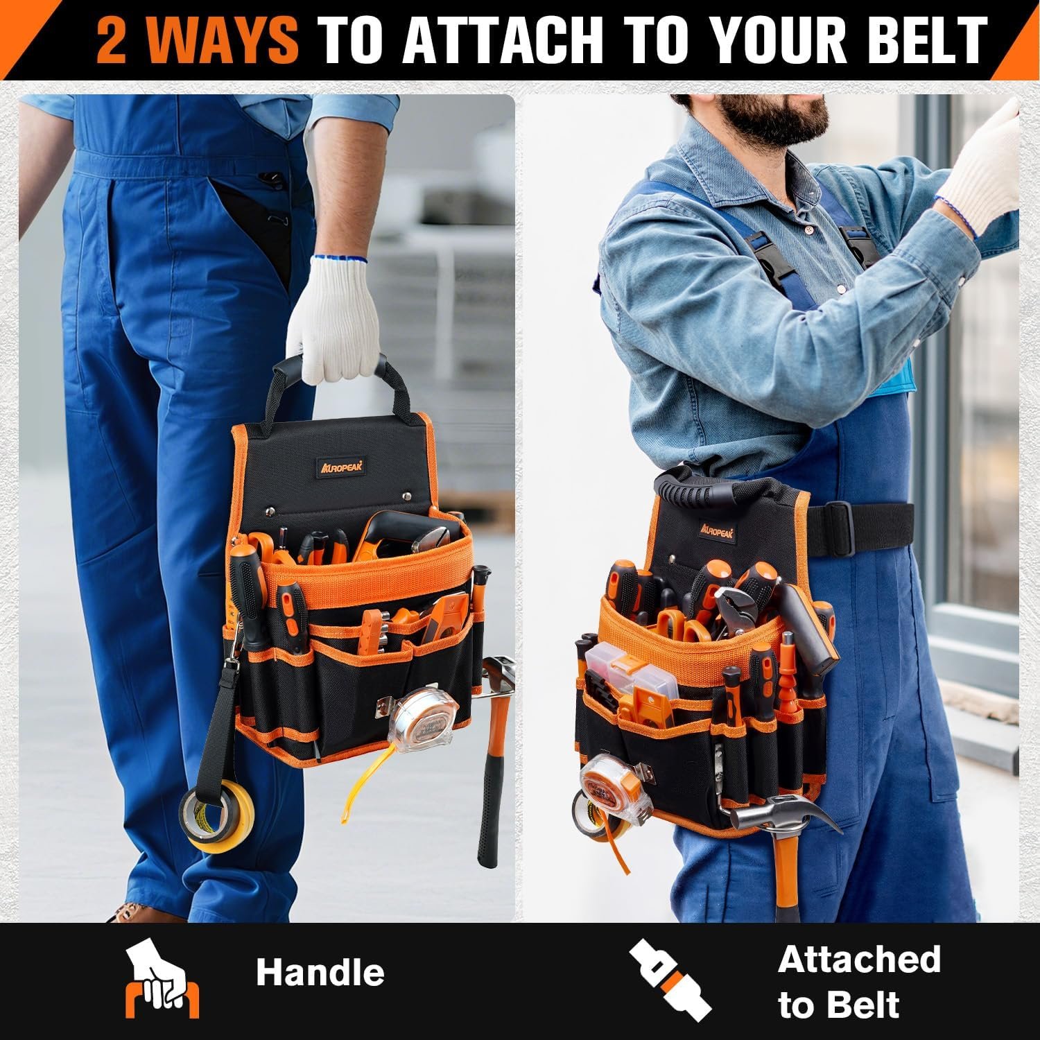 Private Label 22-Pocket Electrician Tool Belt Pouch with Hammer Loops Tape Clip and Custom Logo Detachable Adjustable Single-Side Belt from Manufacturer for HVAC Craftsmen Contractors Electricians Carpenters