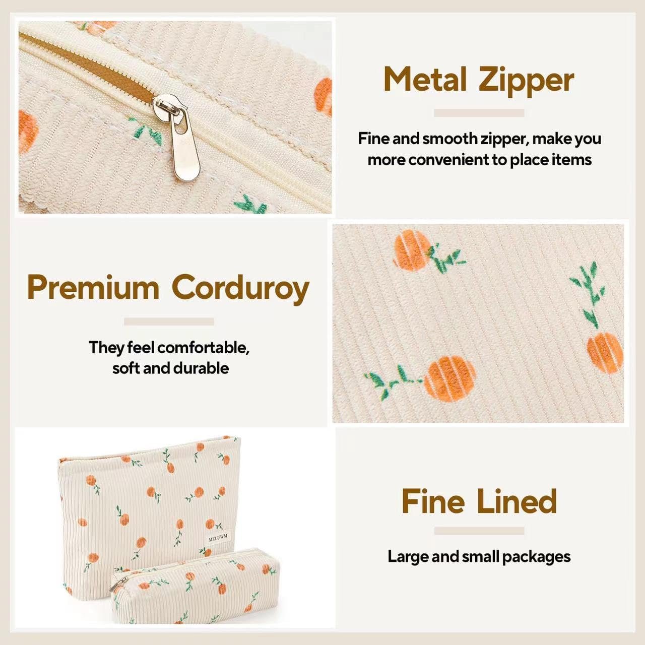 Custom Logo Large Capacity Corduroy Makeup Bag Set for Women, Manufacturer Cosmetic Brush Storage Bags, Private Label Aesthetic Handbags Purses Travel Essentials