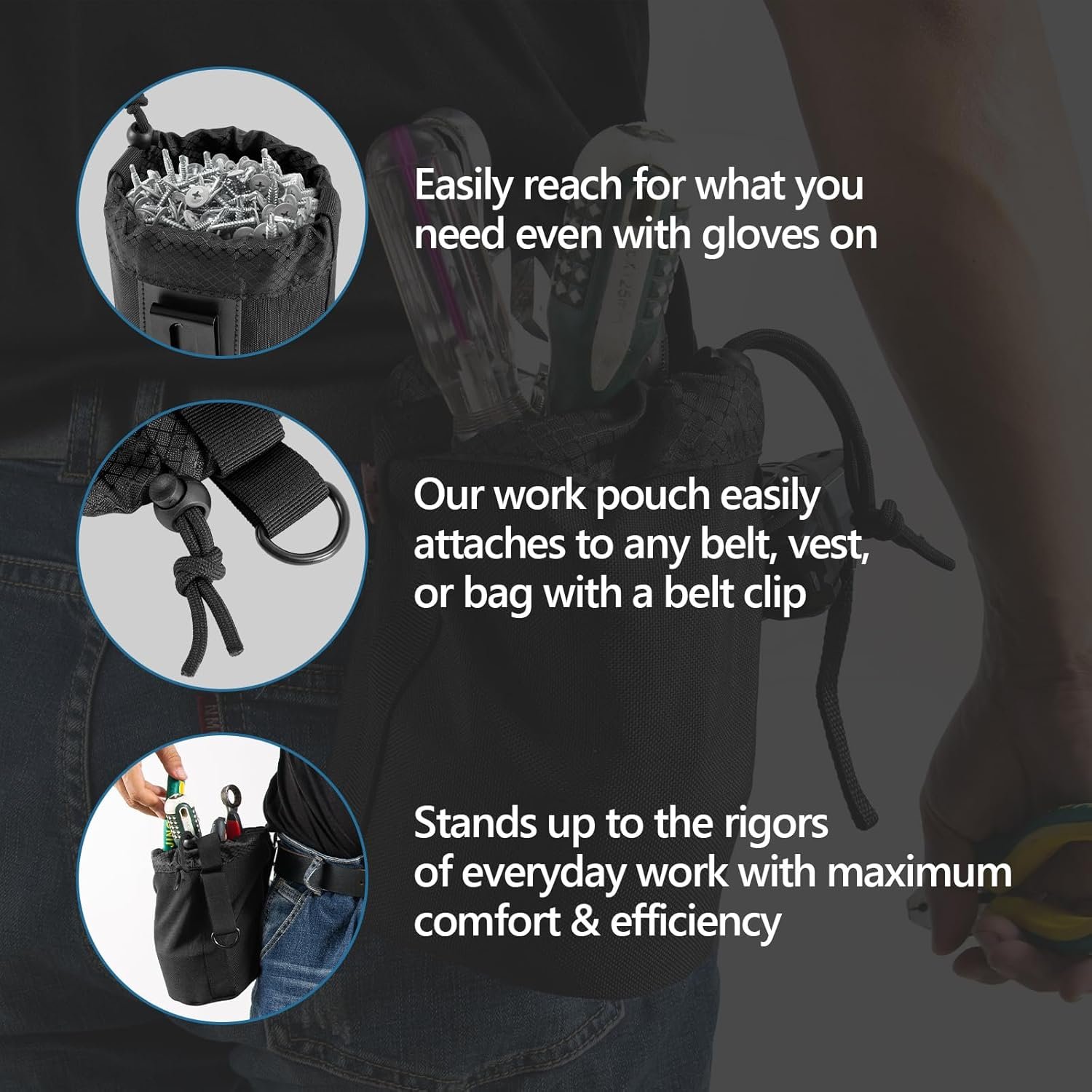 Custom Logo Nail Screw Work Pouch Private Label Metal Clip-On Tool Pouch for Screws Nails Ideal for Electrician Plumber Carpenter Contractor Handyman Tradesperson Manufacturer