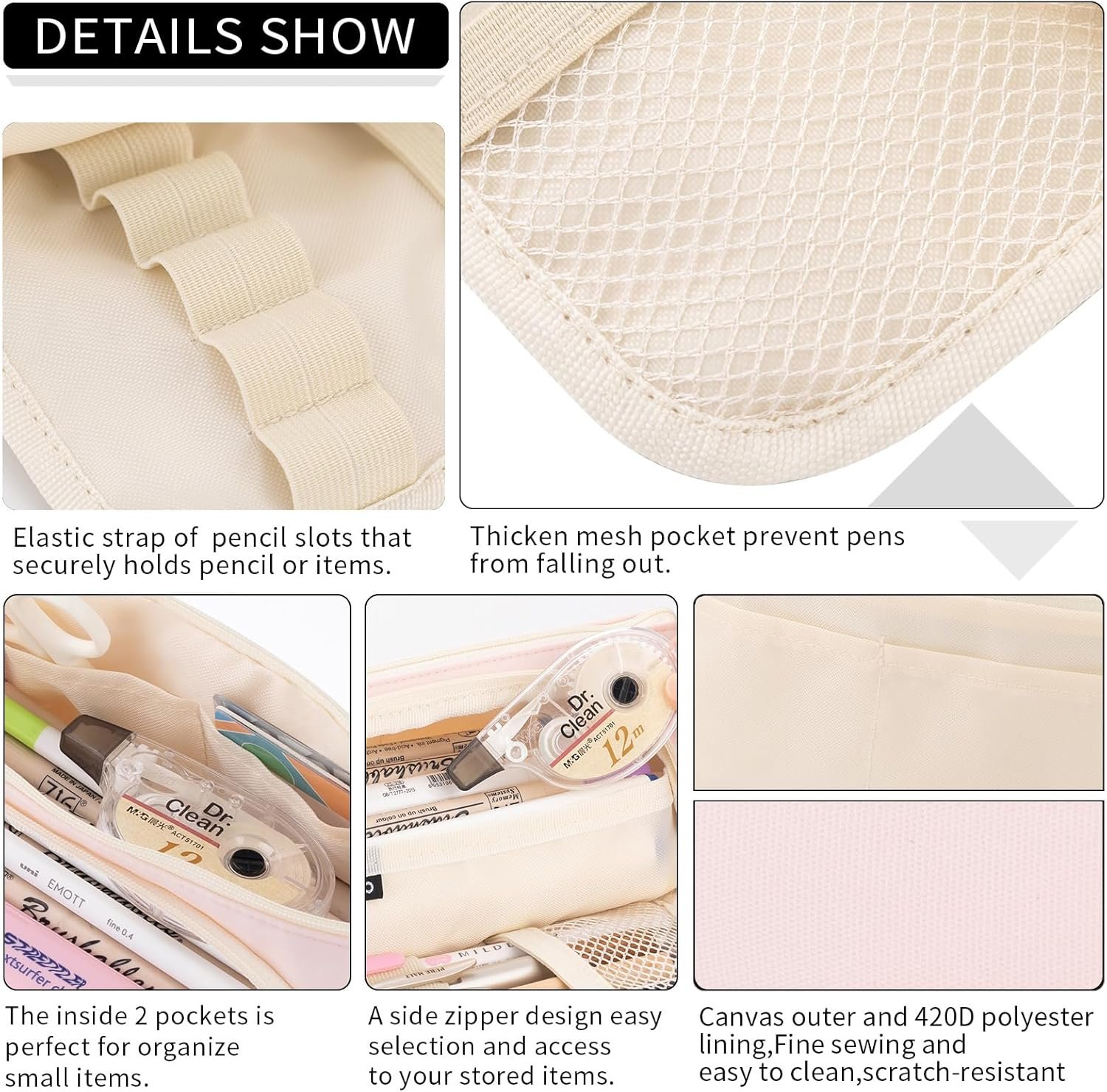 Private Label Big Capacity Pencil Case Pouch Simple Stationery Bag with Custom Logo School College Office Organizer Factory for Teens Girls Adults Students