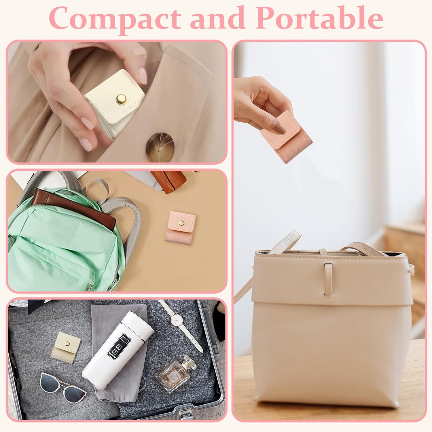 Private Label 4PCS Mini Travel Jewelry Bags 2 Middle + 2 Small Foldable Organizer Pouches for Necklaces Earrings Rings Bracelets Manufacturer Custom Logo Compact Case with Buckle Women Travel Essentials