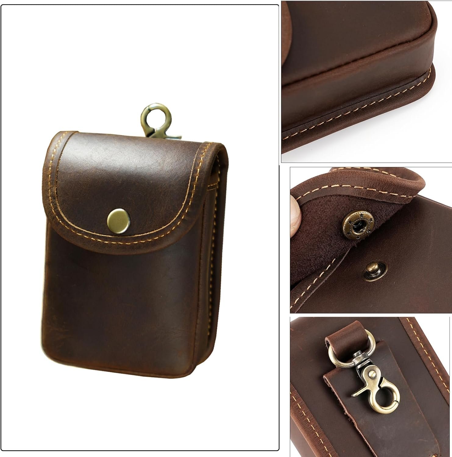 Custom Logo Leather Holster Pouch Private Label Double Deck Playing Card Case Fits Poker and Bridge Size Cards Durable EDC Waist Bag Manufacturer for Coins Car Keys Headphones