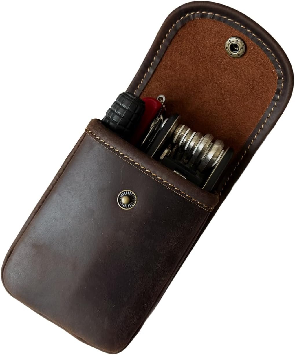 Custom Logo Leather Holster Pouch Private Label Double Deck Playing Card Case Fits Poker and Bridge Size Cards Durable EDC Waist Bag Manufacturer for Coins Car Keys Headphones