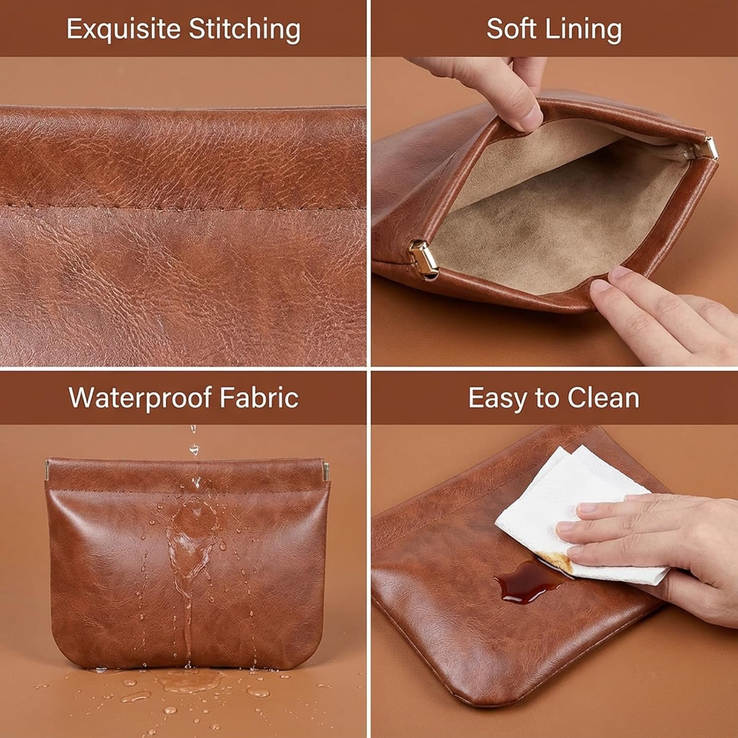 Custom Logo 3 PCS Snap Closure Leather Organizer Pouch, Private Label 3 Sizes Leather Pouch for Purse, Manufacturer Cosmetic Storage Bag for Women Custom Logo 3 PCS Snap Closure Leather Organizer Pouch, Private Label 3 Sizes Leather Pouch for Purse, Manufacturer Cosmetic Storage Bag for Women