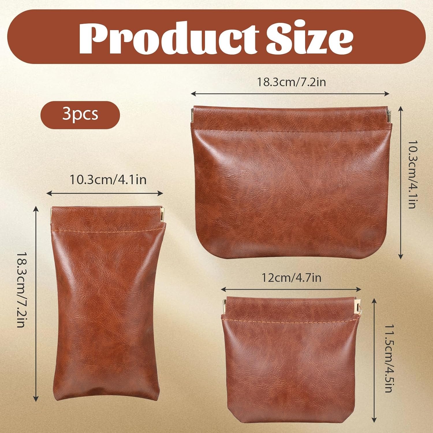 Custom Logo 3 PCS Snap Closure Leather Organizer Pouch, Private Label 3 Sizes Leather Pouch for Purse, Manufacturer Cosmetic Storage Bag for Women Custom Logo 3 PCS Snap Closure Leather Organizer Pouch, Private Label 3 Sizes Leather Pouch for Purse, Manufacturer Cosmetic Storage Bag for Women