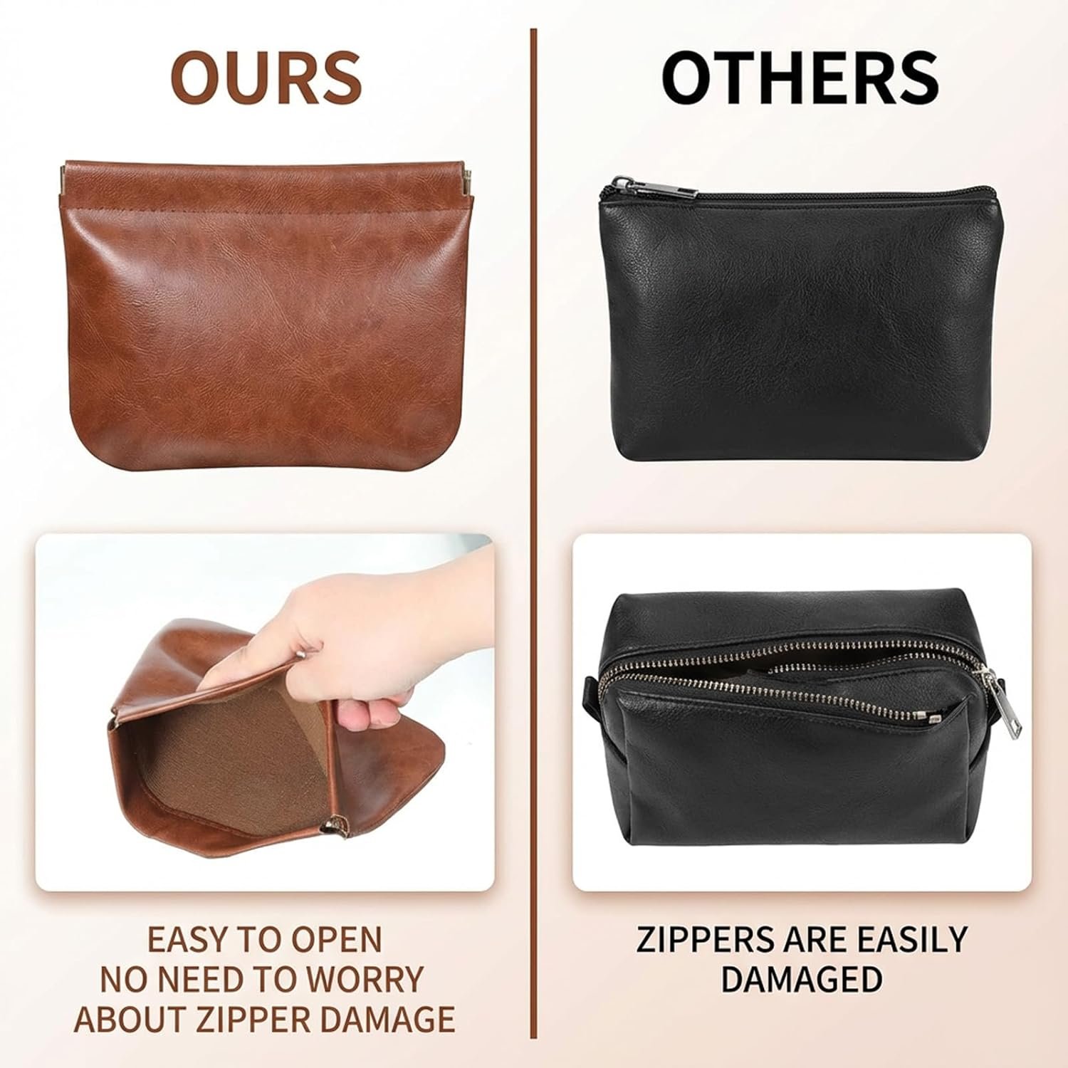 Custom Logo 3 PCS Snap Closure Leather Organizer Pouch, Private Label 3 Sizes Leather Pouch for Purse, Manufacturer Cosmetic Storage Bag for Women Custom Logo 3 PCS Snap Closure Leather Organizer Pouch, Private Label 3 Sizes Leather Pouch for Purse, Manufacturer Cosmetic Storage Bag for Women