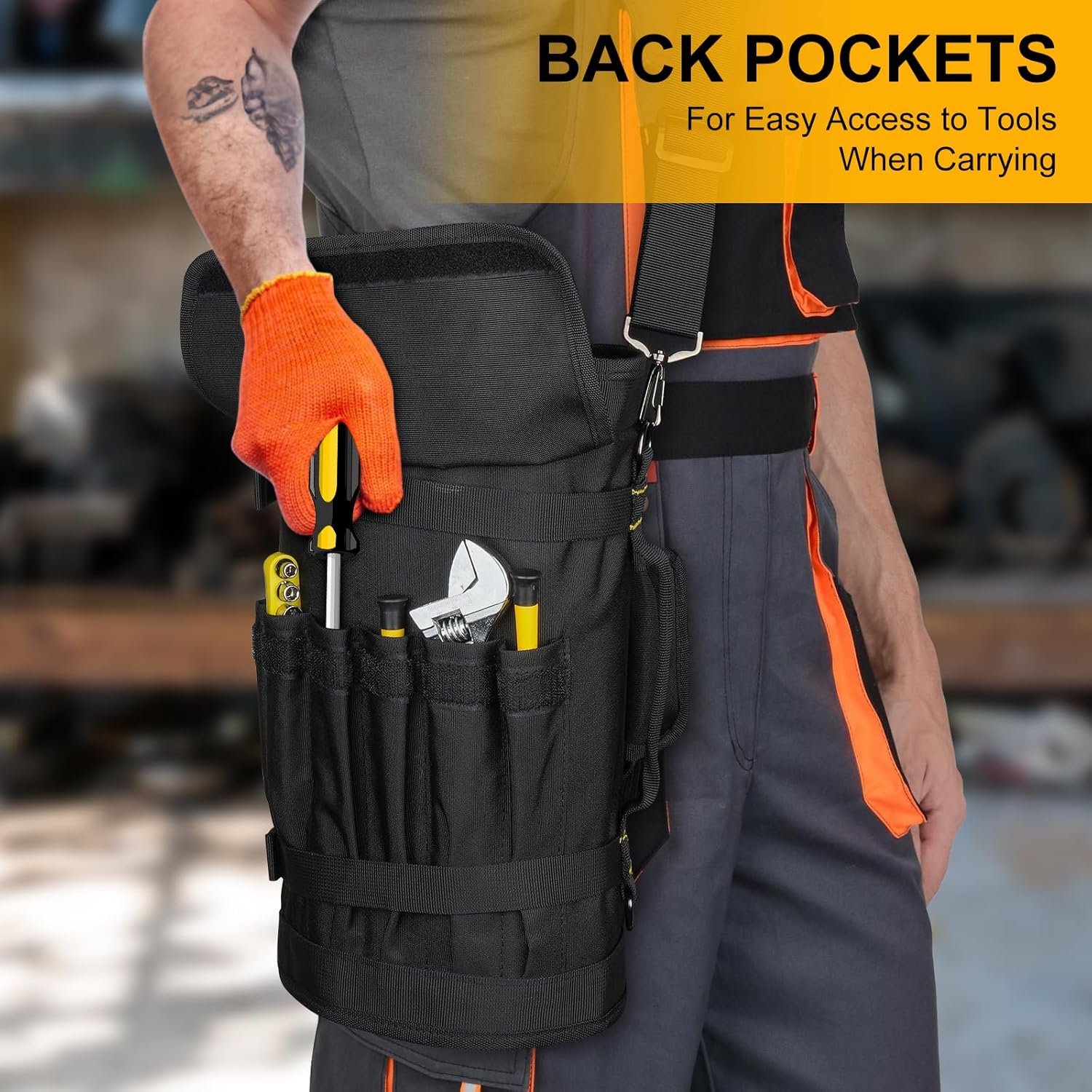 Private Label Large Roll Up Tool Bag Organizer 13 Pockets Custom Logo Tool Roll Storage Pouch Heavy Duty Portable Tool Carrier Bag for Mechanics Electricians Black Manufacturer