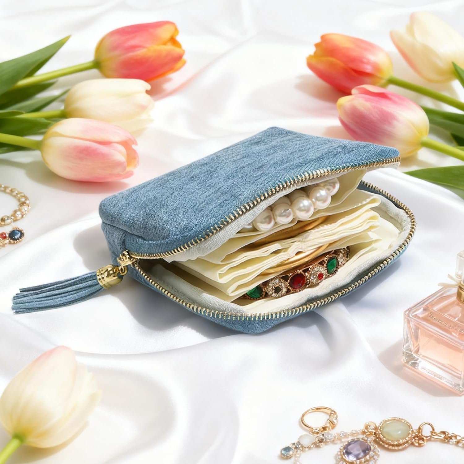 Private Label 2Pcs Small Tassel Mini Jewelry Storage Bag Custom Logo Portable Travel Organizer for Men Women Earrings Necklaces Rings Manufacturer Private Label 2Pcs Small Tassel Mini Jewelry Storage Bag Custom Logo Portable Travel Organizer for Men Women Earrings Necklaces Rings Manufacturer