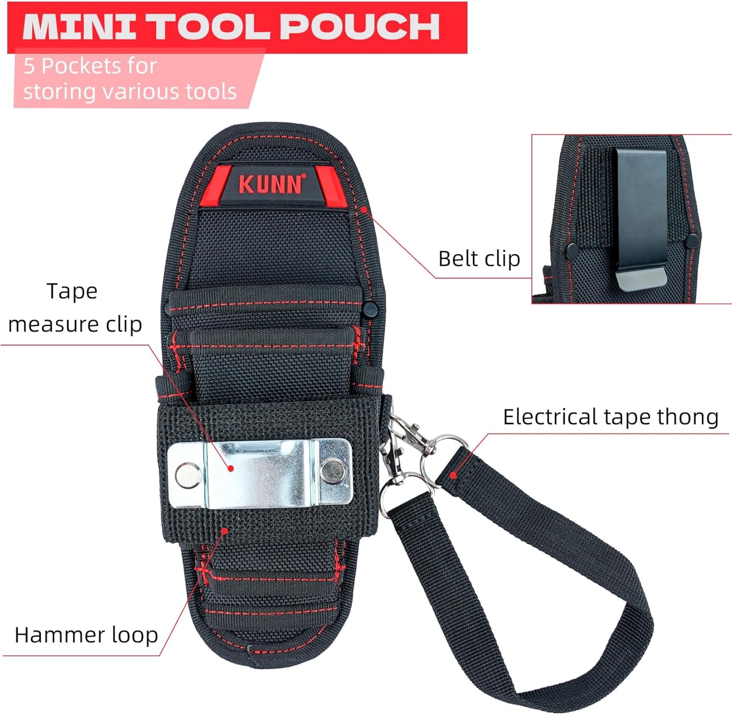 Custom Logo Small Tool Pouch with Belt Clip, Private Label Mini Work Tool Organizer Holder from Manufacturer