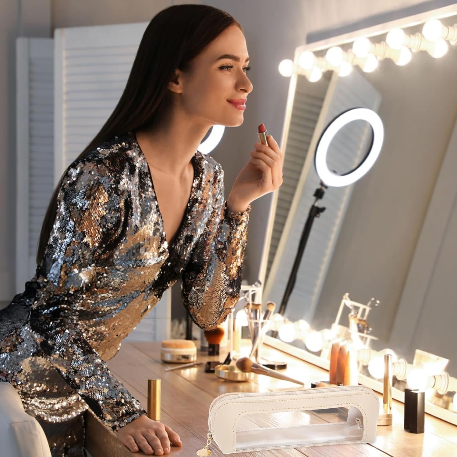 Private Label Small Clear Makeup Bag Custom Logo PU Leather Transparent Waterproof Portable Travel Makeup Brush Case Organizer Pouch with Zipper for Women Home Office Essentials Factory (White) Private Label Small Clear Makeup Bag Custom Logo PU Leather Transparent Waterproof Portable Travel Makeup Brush Case Organizer Pouch with Zipper for Women Home Office Essentials Factory (White)