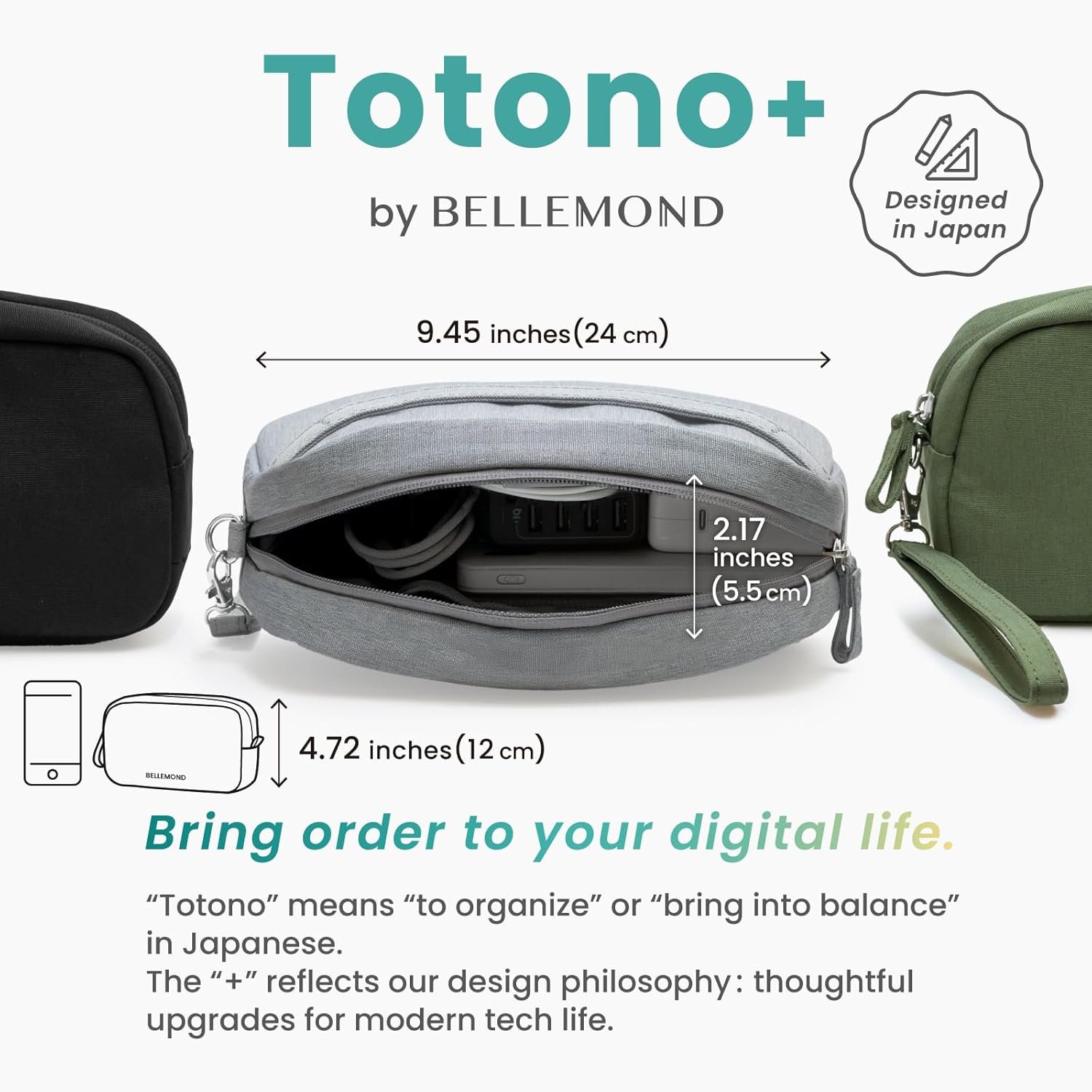 Custom Logo Cord Organizer Tech Pouch | Private Label Travel Electronics Organizer Case for Cables & Chargers | Hidden AirTag Slot & Cable Pass-Through Bamboo Green Manufacturer