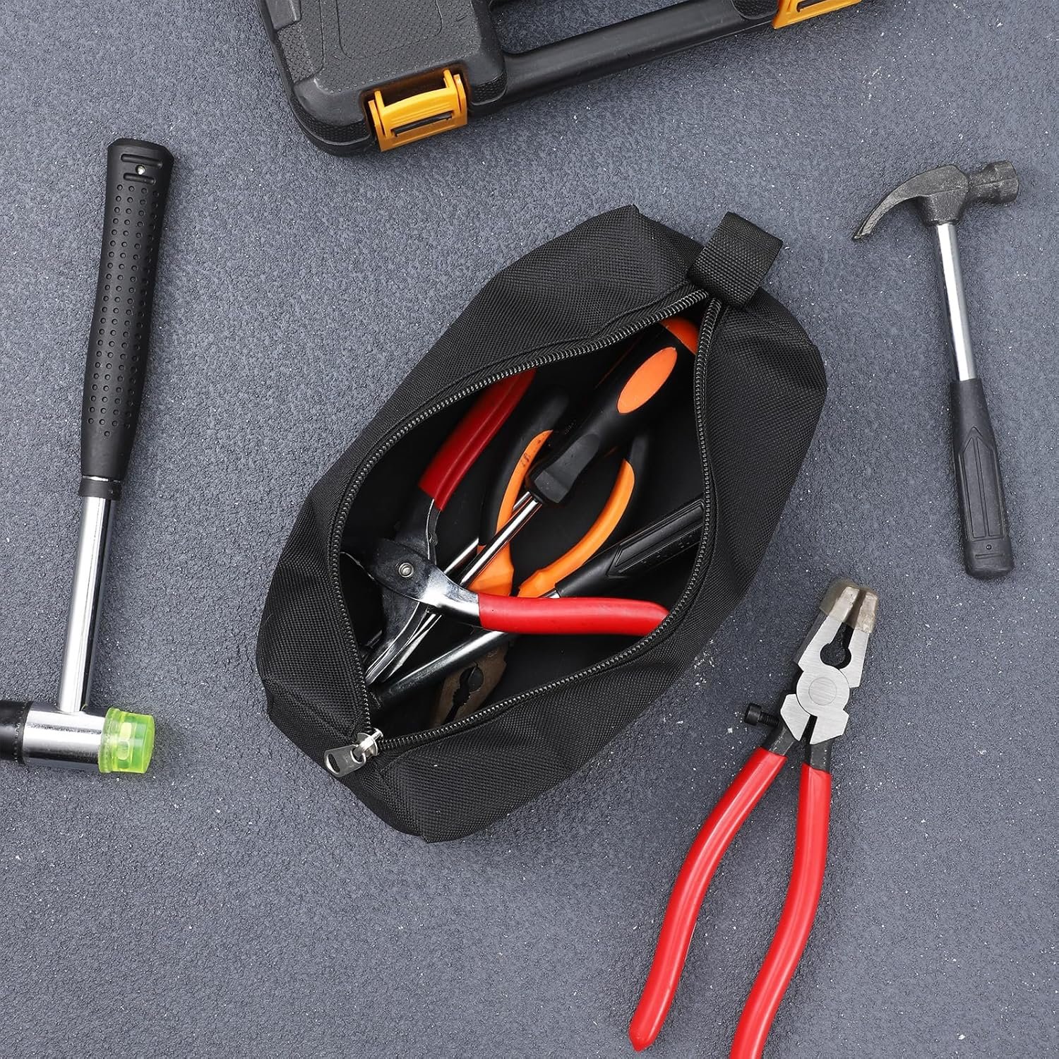 Factory Direct Custom Logo Small Tool Bags Zippered Screwdriver Pouches Black Canvas Utility Storage Organizer Private Label for Screws Screwdrivers Pliers