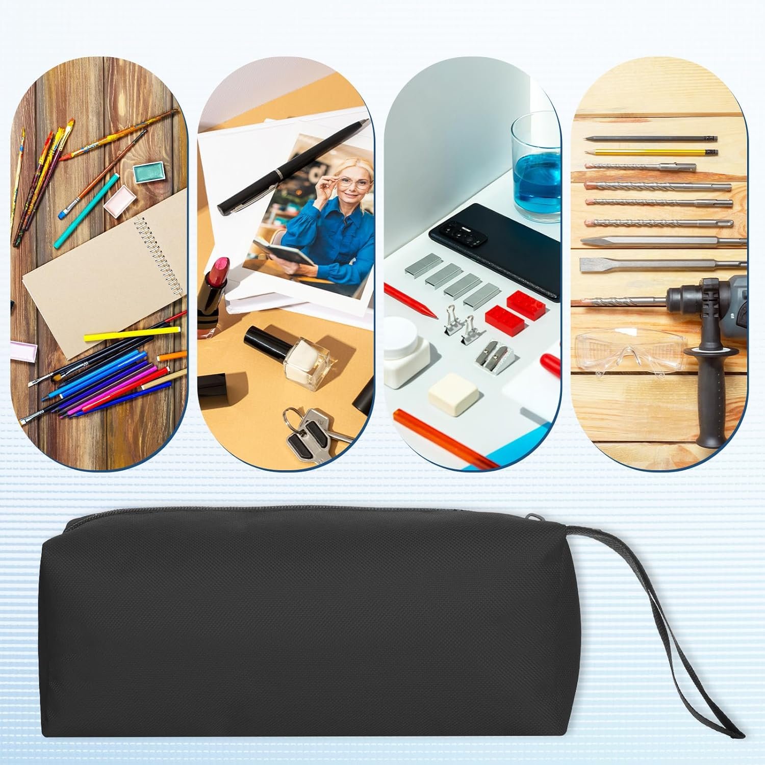 Factory Direct Custom Logo Small Tool Bags Zippered Screwdriver Pouches Black Canvas Utility Storage Organizer Private Label for Screws Screwdrivers Pliers