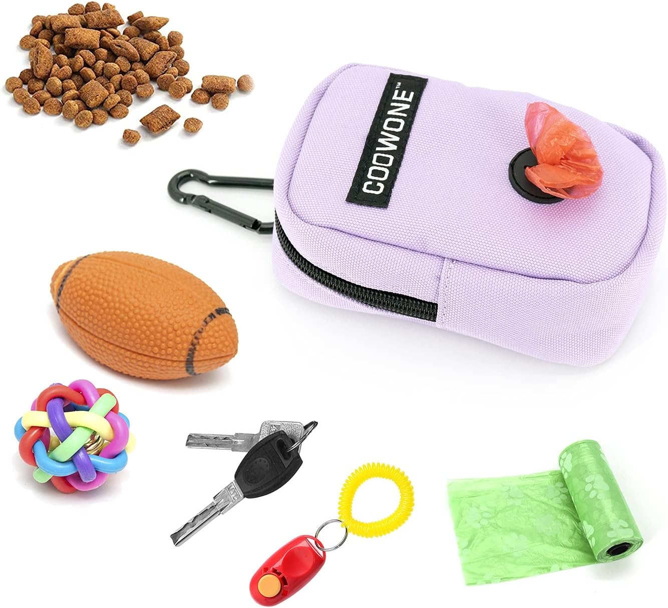 Custom Logo Small Treat Pouch with Dog Bag Dispenser Private Label Portable Walking Bags Purple Supplier