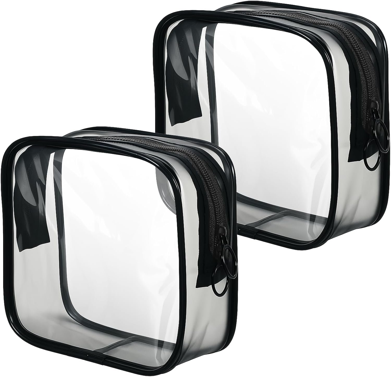 2 Pcs Small Clear Makeup Bag Mini Makeup Zipper Pouch Black Cosmetic Bag Makeupbag for Travel Essentials Purse Aesthetic Stuff Coin Purse