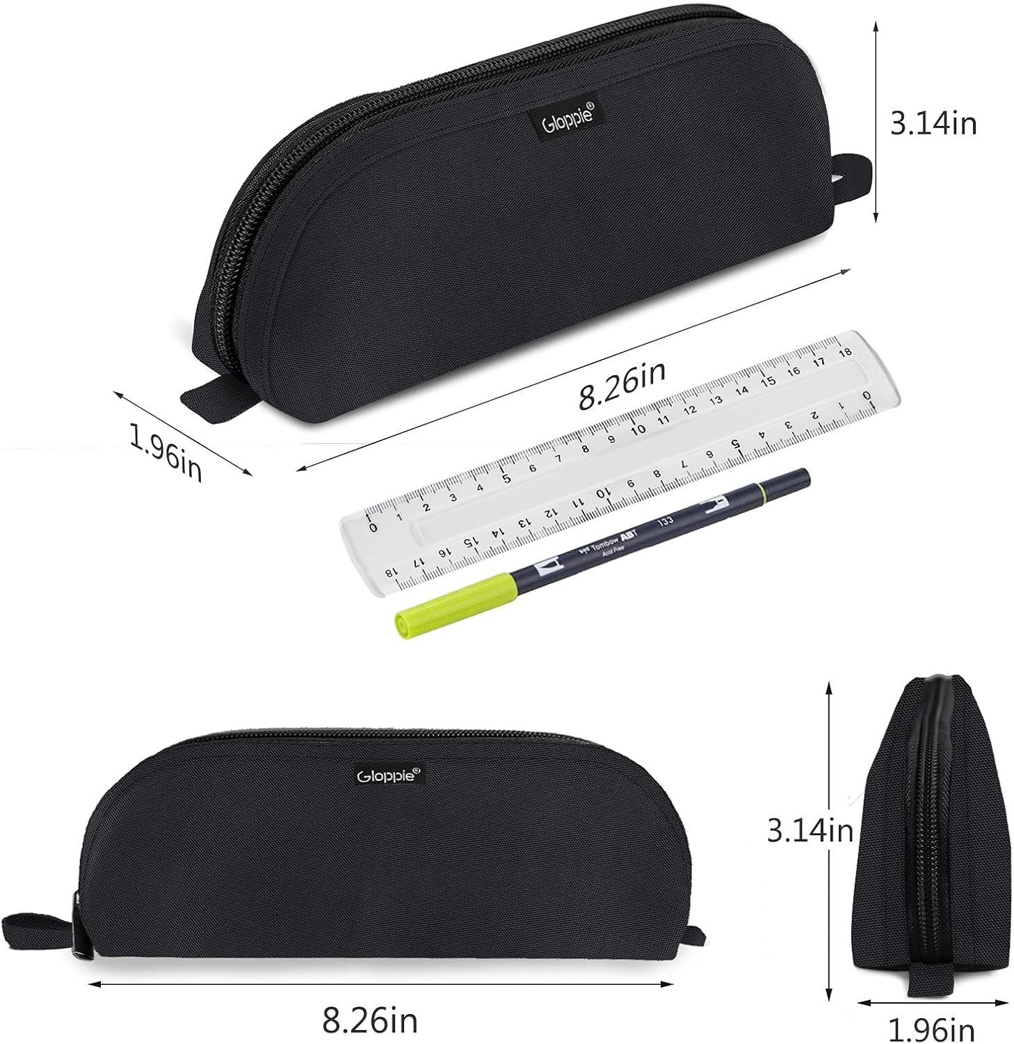 Custom Logo Small Practical Pencil Pouch Private Label Aesthetic Simple Pen Holder Case Manufacturer Back to School Supplies for Girls Boys Black