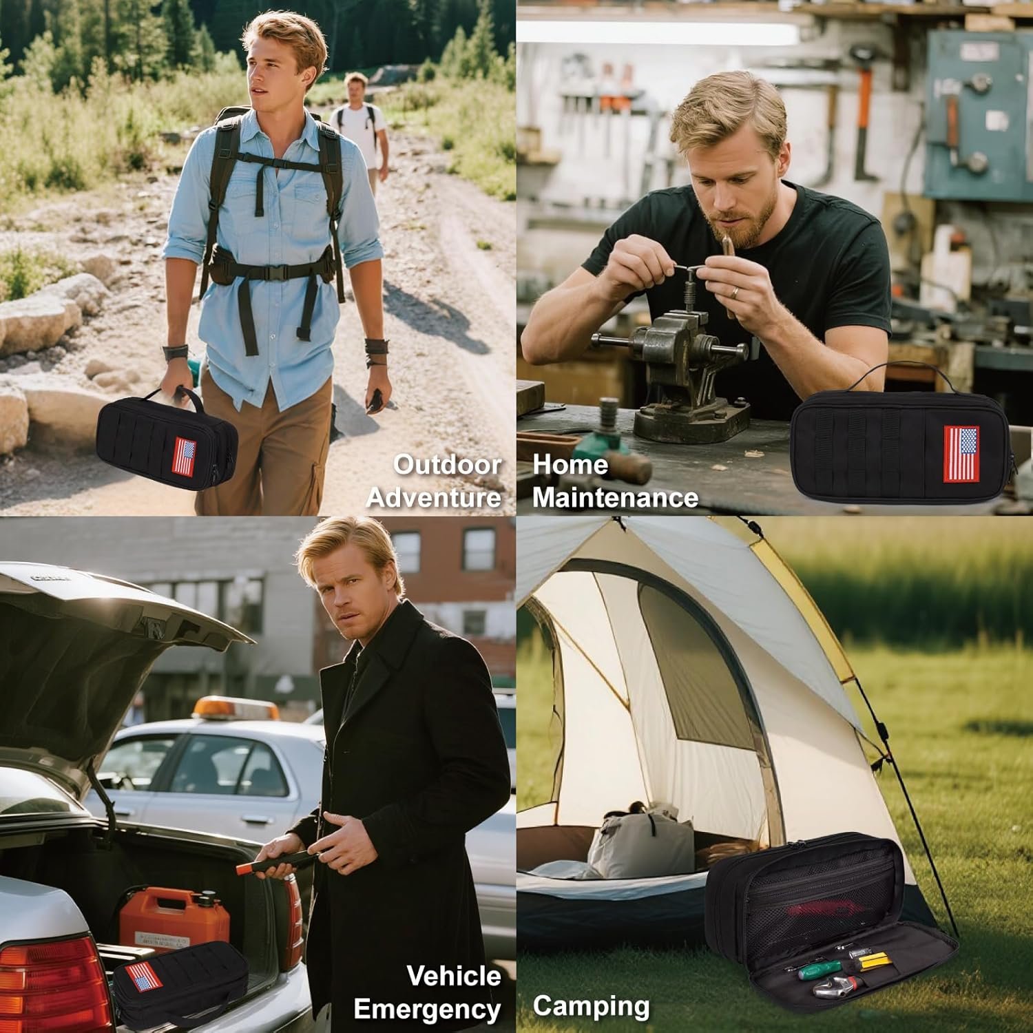 Custom Logo Tactical Tool Bag Wide Mouth Water-Resistant Multi-Purpose Range Pouch with Zipper Handle Manufacturer Heavy Duty Small Toolbox Organizer Private Label for Repairmen Carpenters Handymen