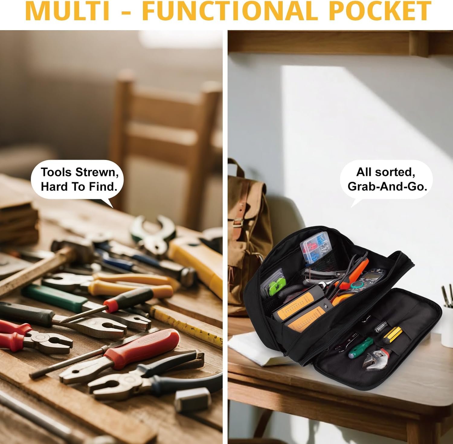 Custom Logo Tactical Tool Bag Wide Mouth Water-Resistant Multi-Purpose Range Pouch with Zipper Handle Manufacturer Heavy Duty Small Toolbox Organizer Private Label for Repairmen Carpenters Handymen