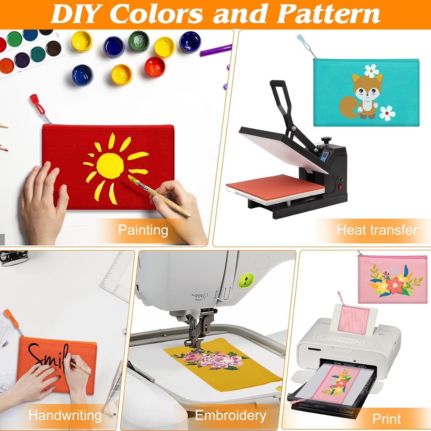 Custom Logo DIY Craft Cotton Canvas Zipper Pouches 12 Pack Private Label Multi-Purpose Cosmetic Makeup Travel Toiletry Pen Pencil Bags Multicolor XS Manufacturer