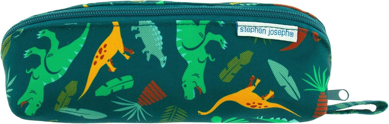 Stephen Joseph All Over Printed Pencil Pouch | Multipurpose Kids School Stationary Case, Colorful Cute Designs with Large Space for Pencils and Pens, Dino, Pencil Case