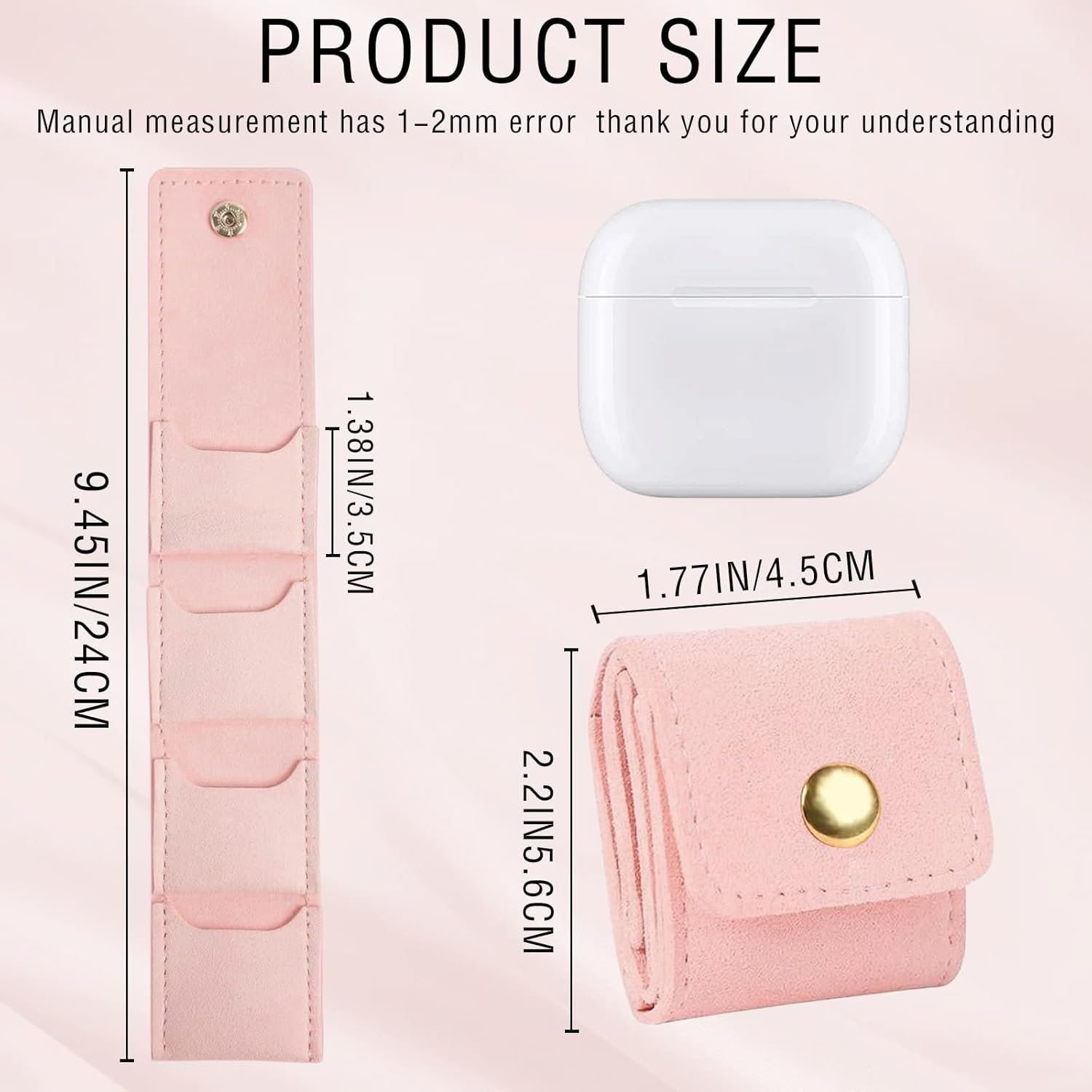 Private Label 3PCS Mini Travel Jewelry Bag with Buckle Custom Logo Foldable Jewelry Organizer Roll Multifunctional Small Travel Jewelry Pouch Supplier for Earrings Necklace Ring Chain Bracelet Brooches