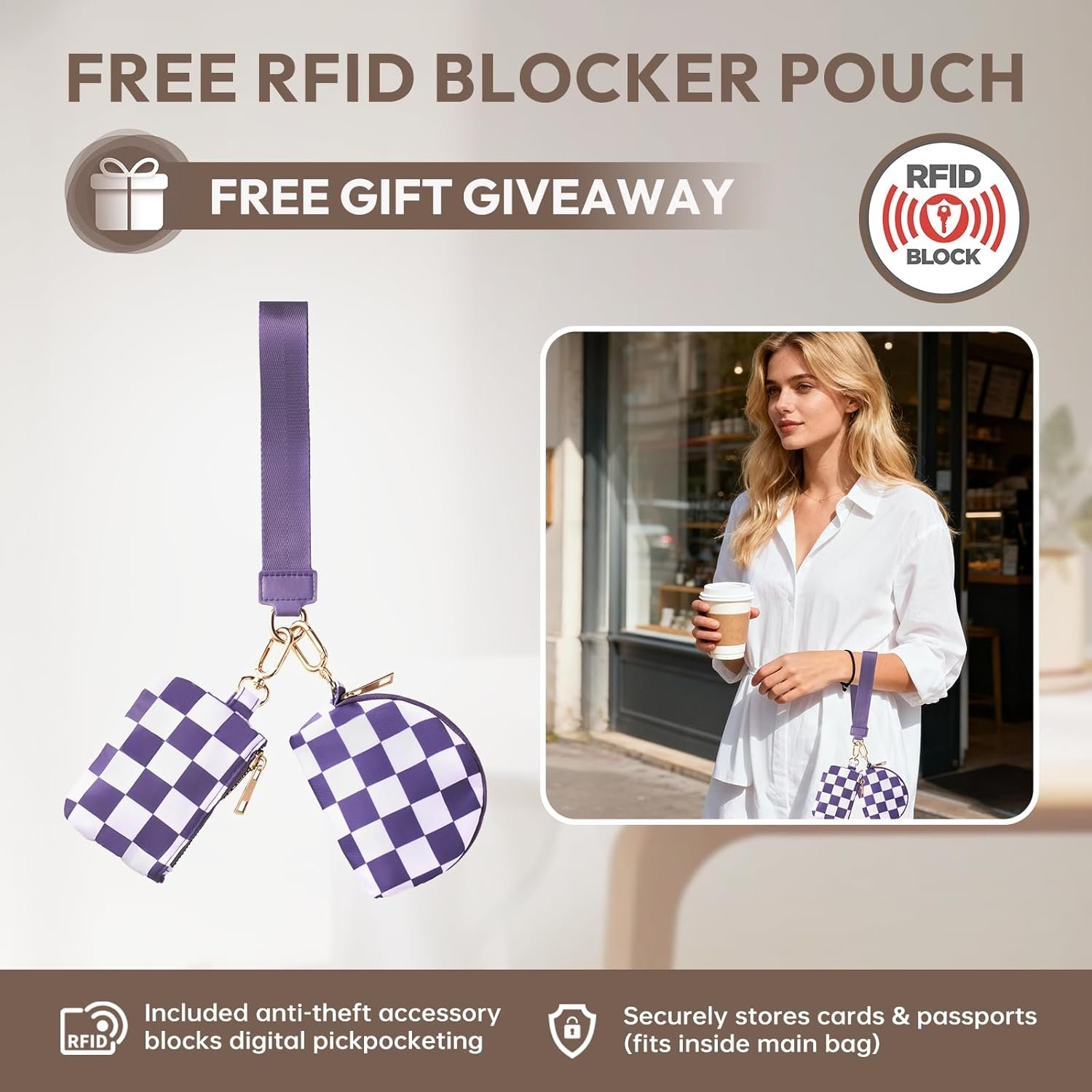 Private Label Cross Body Bag for Women Checkered Crossbody Fanny Packs Small Nylon Bum Bags Custom Logo Trendy Shoulder Purse Checkered Purple One Size Factory