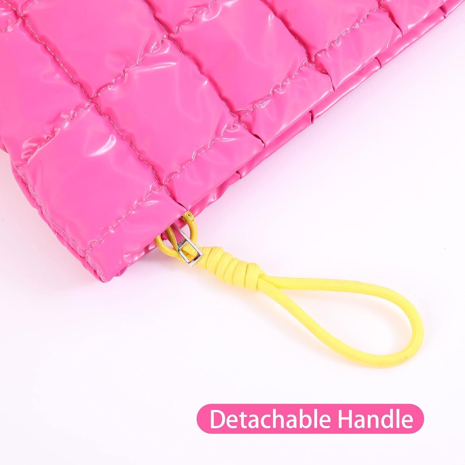 Private Label Puffer Quilted Makeup Bag with Custom Logo Travel Cosmetic Portable Puffy Checkered Toiletry Pouch Skincare Organizer Purse Pencil Case Hot Pink Manufacturer