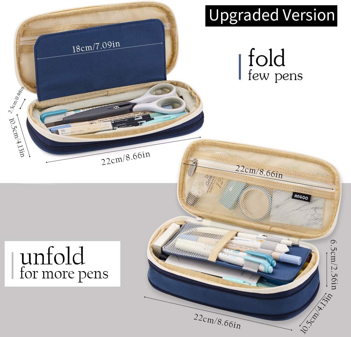 Private Label Big Capacity Pencil Pen Case Custom Logo Office College School Large Storage Organizer Bag Pouch Holder Blue Supplier