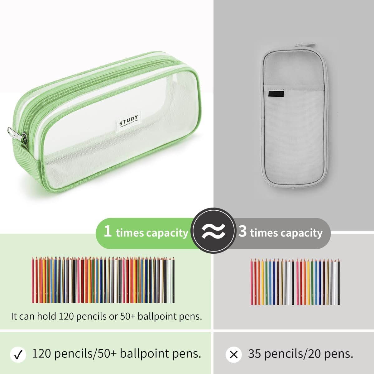 Private Label Large Capacity Grid Mesh Pencil Case Big Zipper Pouch Custom Logo Aesthetic Stationery Pen Bag for School Teens Office Multi-Purpose Manufacturer