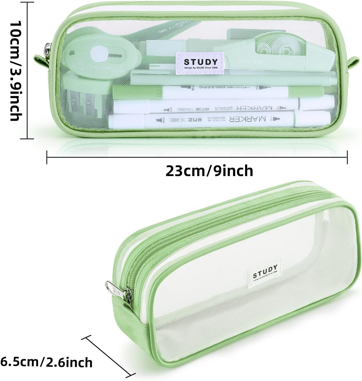 Private Label Large Capacity Grid Mesh Pencil Case Big Zipper Pouch Custom Logo Aesthetic Stationery Pen Bag for School Teens Office Multi-Purpose Manufacturer