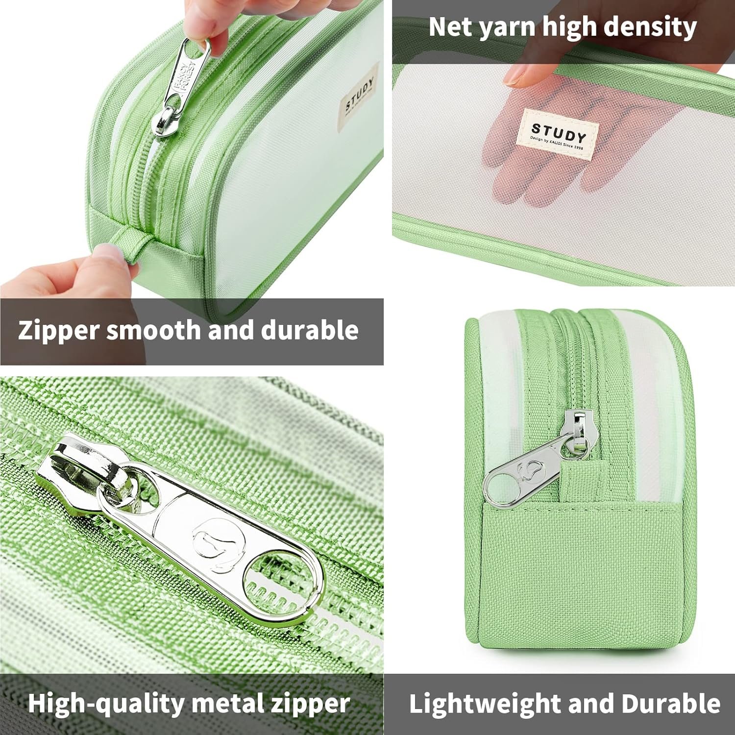 Private Label Large Capacity Grid Mesh Pencil Case Big Zipper Pouch Custom Logo Aesthetic Stationery Pen Bag for School Teens Office Multi-Purpose Manufacturer