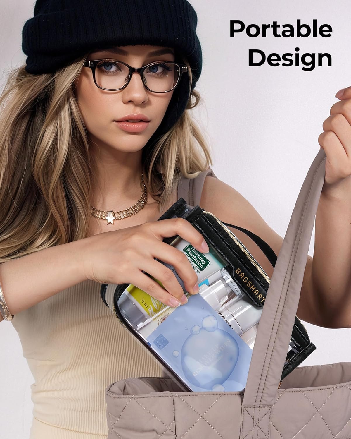 Custom Logo Clear TSA Approved Quart Size Makeup Toiletry Bag, Private Label Cosmetic Pouch Organizer for Women Travel Essentials, Manufacturer Pink Pack of 1