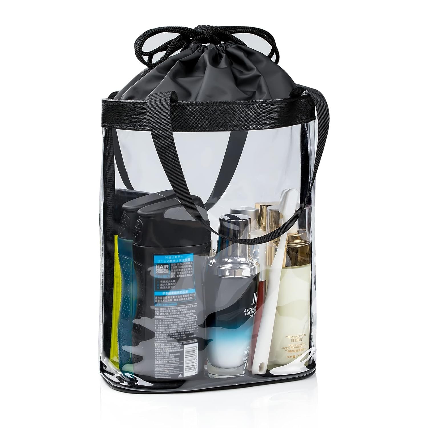 Clear Toiletry Bag, Travel Toiletry Bag for Women, TSA Approved Toiletry Bag, Waterproof Clear Makeup Bag Cosmetic Pouch, Transparent Makeup Organizer, Carry on Airport Airline Compliant